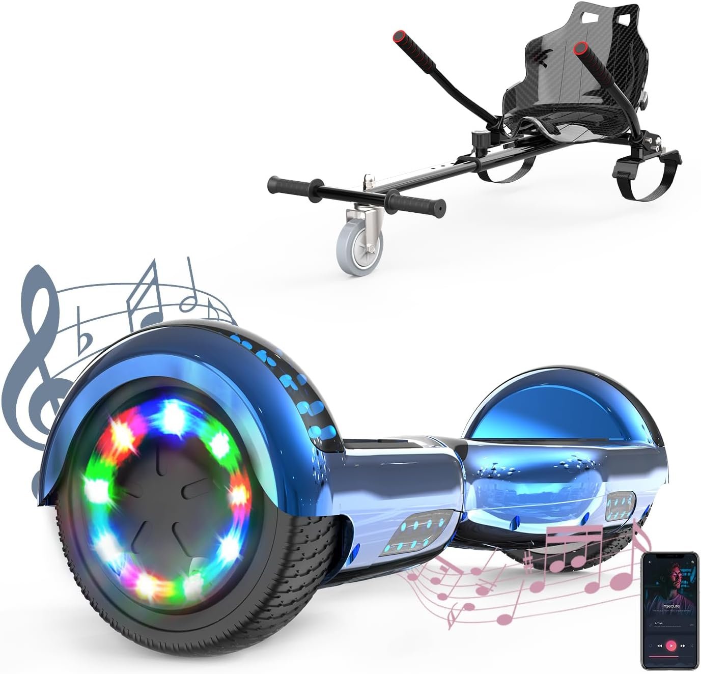 "VOUUK Hoverboard 6,5 inch met Go-Kart – Bluetooth & LED voor Kinderen"