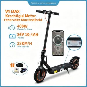 Electric Scooter For Adults, Foldable, Two Speed Modes, App Control, LED Display, 36v 10.4ah Battery, 10-Inch Tires, Fast Charging, Maximum Load Capacity 100kg